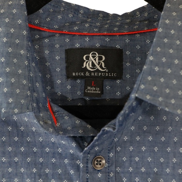 Rock & Republic Mens Button Casual Button Up Shirt Size L - Picture 5 of 6